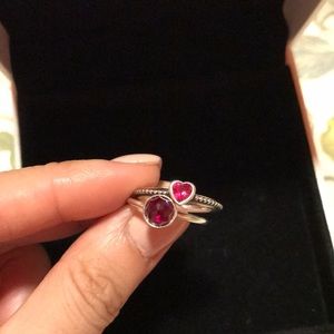 Pandora synthetic ruby rings size 4.5 (lot of 2)